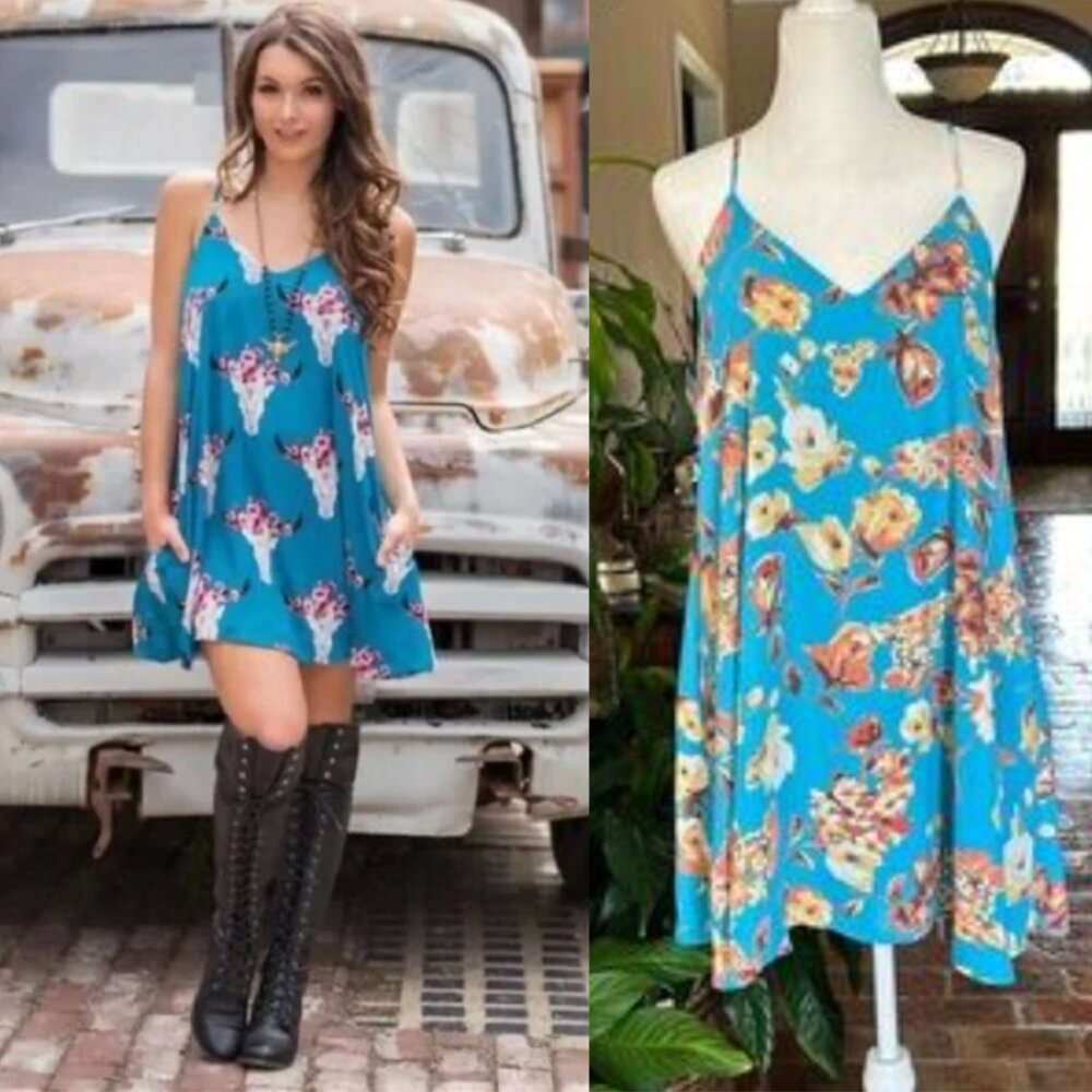 Peach Love California Swing dress with pockets szM